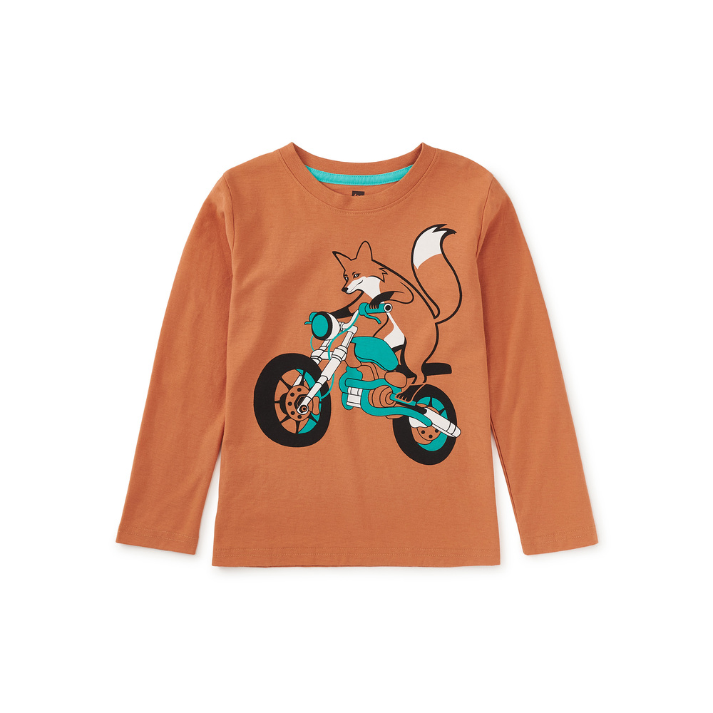 Tea Collection Boys Brown Fox Long Sleeve T-Shirt size: 5T